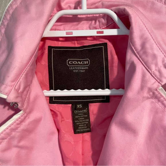 RARE Designer Vintage Coach Ladies Light Blush Pink Trench Coat size XS 4/6 fit - Picture 3 of 16